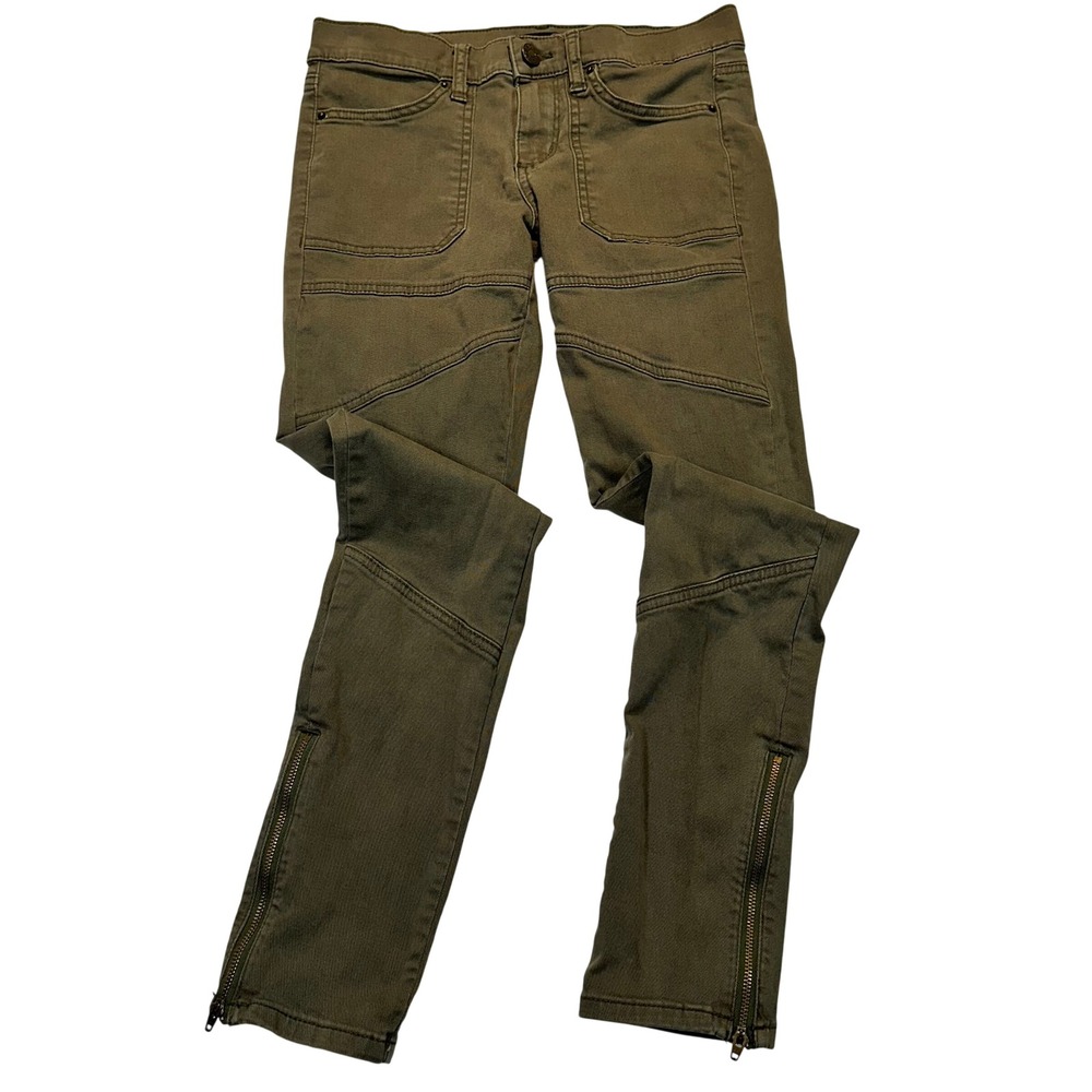 BDG Women Olive Green Moto Skinny Utility Pants Ankle Zip Size‎ 26